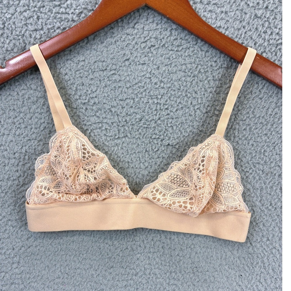 Lively Lace Triangle Bralette Bra Womens M Peach Nude Wireless Feminine